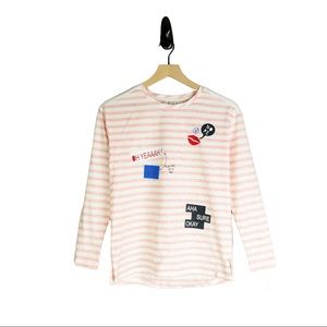 Esprit Graphic Print Long Sleeve T-Shirt w/ Tags, Pink, Size: M | US 12-13